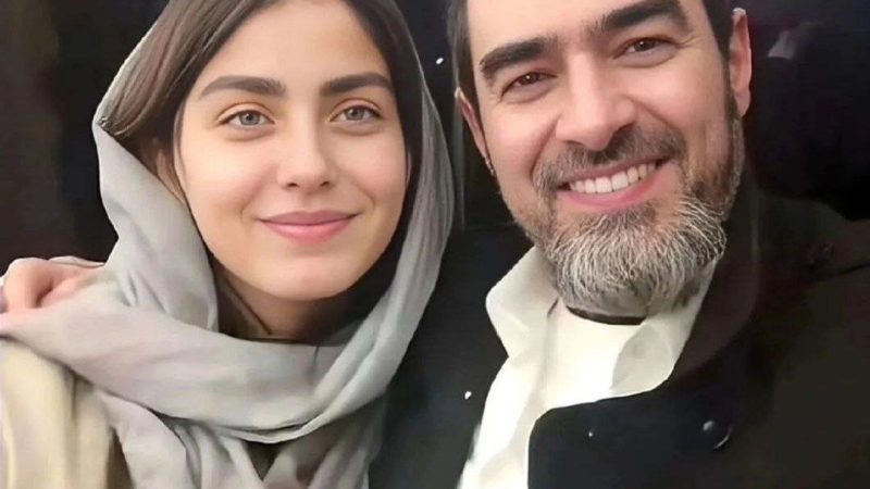 فیلم| بوسه جنجالی شهاب حسینی به همسر جوانش جلوی چشم همه 