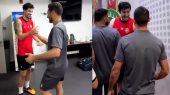 دیدار آزمون و عزت اللهی دو بازیکن شباب‌الاهلی با بازیکنان تراکتور 