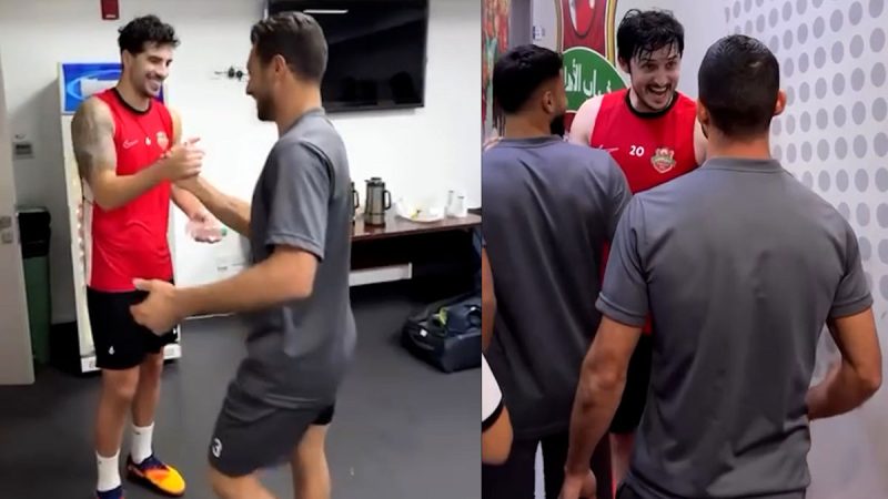 دیدار آزمون و عزت اللهی دو بازیکن شباب‌الاهلی با بازیکنان تراکتور 