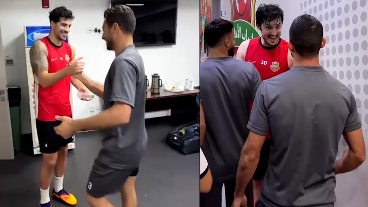 دیدار آزمون و عزت اللهی دو بازیکن شباب‌الاهلی با بازیکنان تراکتور