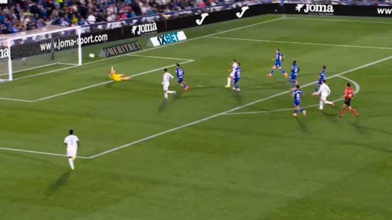 گل اول رئال مادرید به ختافه (امباپه)