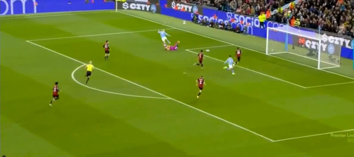 گل دوم منچسترسیتی به بورنموث (دبل ارلینگ هالند)