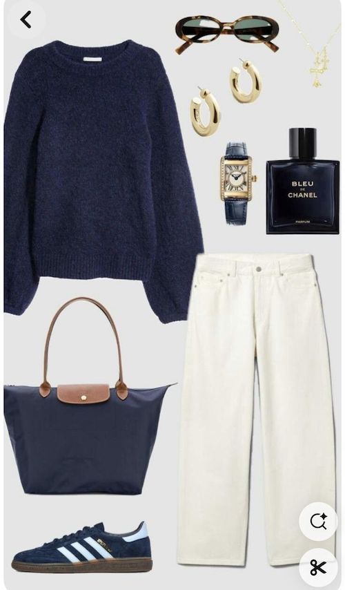 بافت و دورس سرمه‌ای در استایل پاییزی