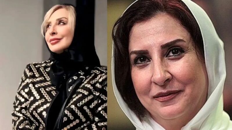 عکس| استایل جذاب مرجانه گلچین با کت سبز و روسری گل گلی در سن ۵۴ سالگی