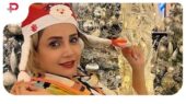 شبنم قلی خانی یار همیشگی کت؛ استایل جذاب خانم بازیگر در کریسمس خارج کشور / دکور شیک با گوزن‌های چراغی و درخت چند متری