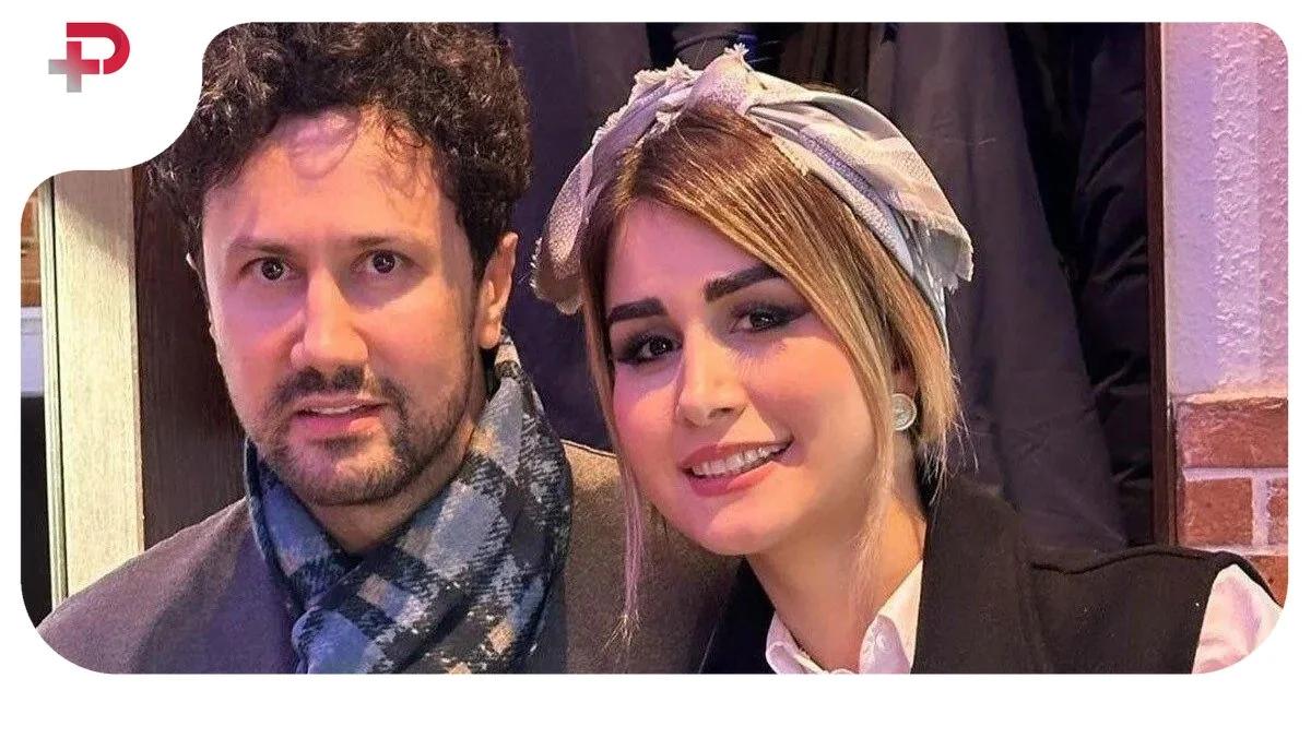 همسر شاهرخ استخری با دسته گل هم قد خودش؛ سپیده بزمی پور با استایل گورخری