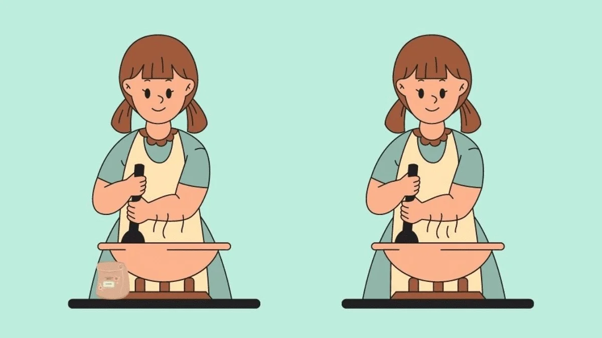 تفاوت تصویری زن در حال آماده کردن دسر