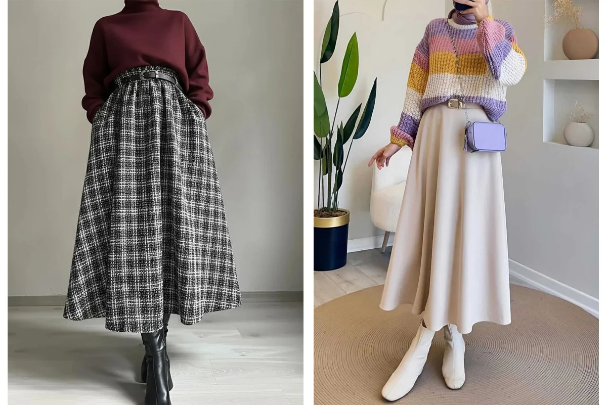 گرمای-لطیف-پاییز-با-ترکیب-پولیور-و-دامن