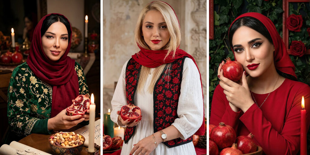 استایل‌های یلدایی بازیگران ایرانی؛ گرما و جذابیت در لباس‌های قرمز و سبز فانتزی