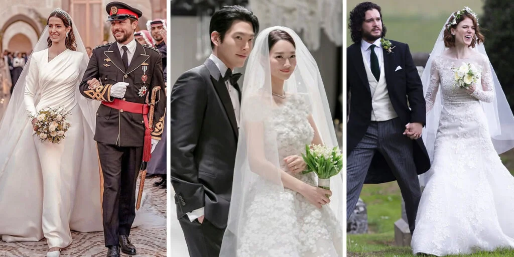 راز درخشش ملکه آینده اردن تا شین مین‌آ در لباس‌های افسانه‌ای «الی صعب» در روز عروسی!