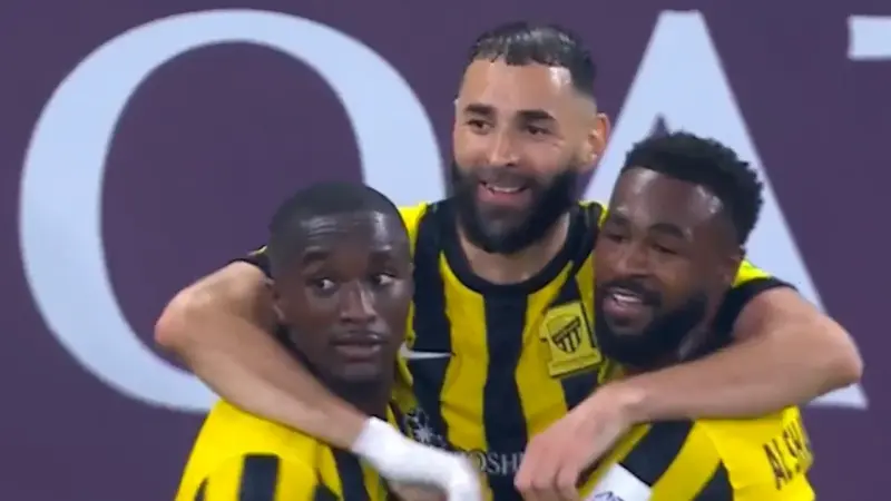 گل اول الاتحاد به نسف قارشی کریم بنزما