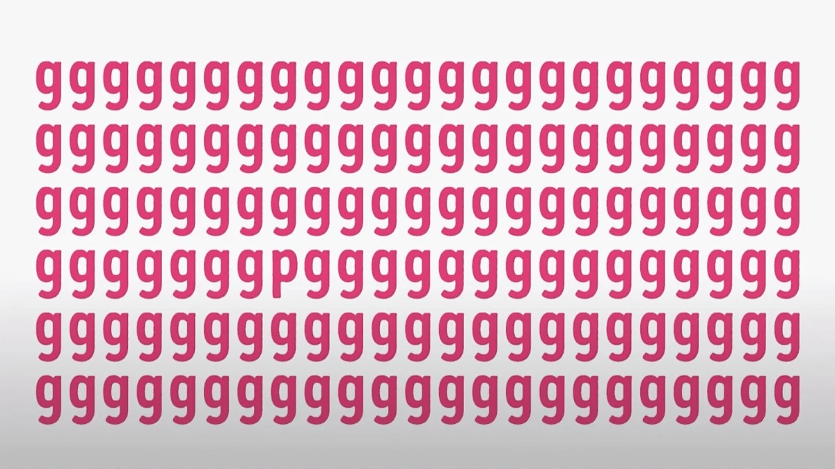 تست بینایی یافتن حرف P بین حروف g