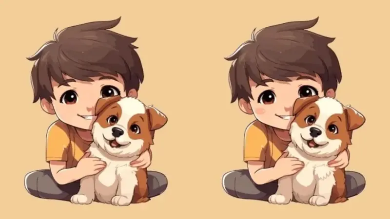 چالش جذاب: آیا می‌توانید ۳ تفاوت پسر بچه و سگش را فقط در ۷ ثانیه پیدا کنید؟