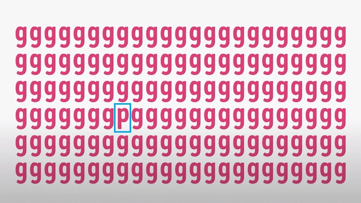 پاسخ تست بینایی یافتن حرف P بین حروف g