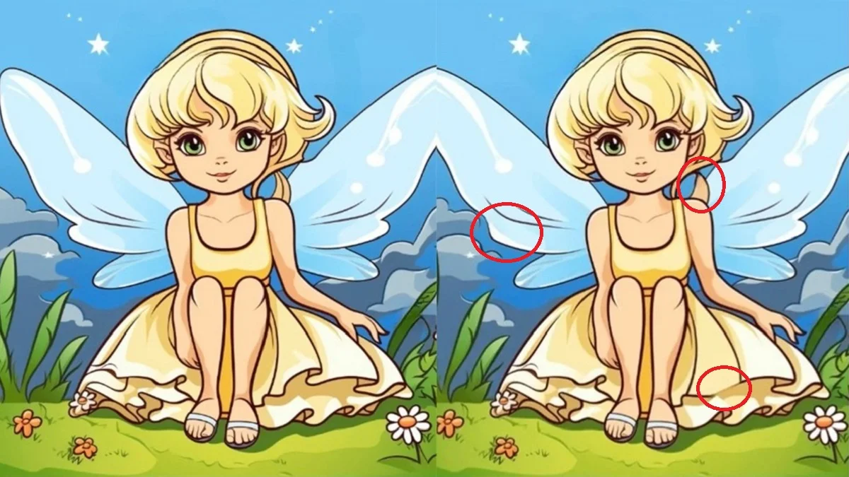 پاسخ تفاوت تصویری پری نشسته بر روی زمین