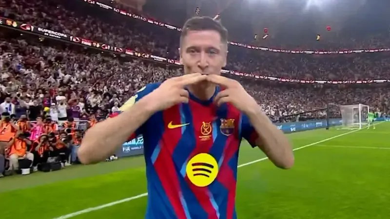 گل دوم بارسلونا به رئال ماردید رابرت لواندوفسکی