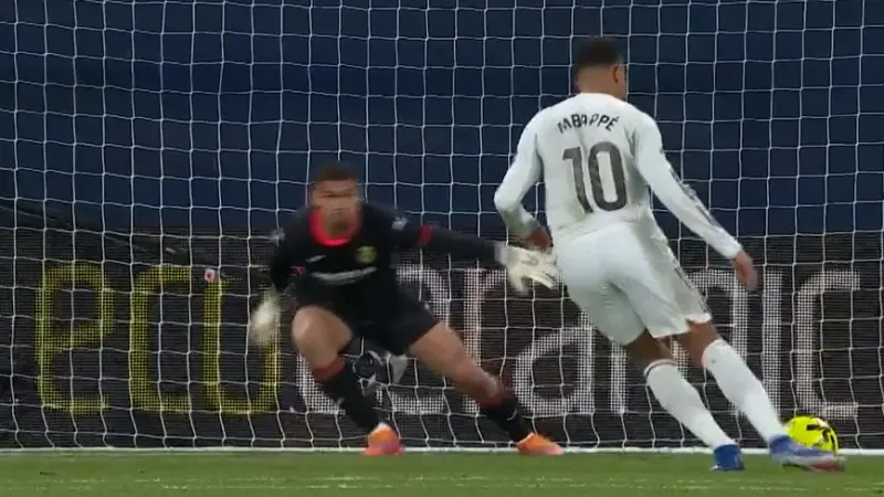 گل دوم رئال مادرید به ویارئال (پنالتی امباپه)