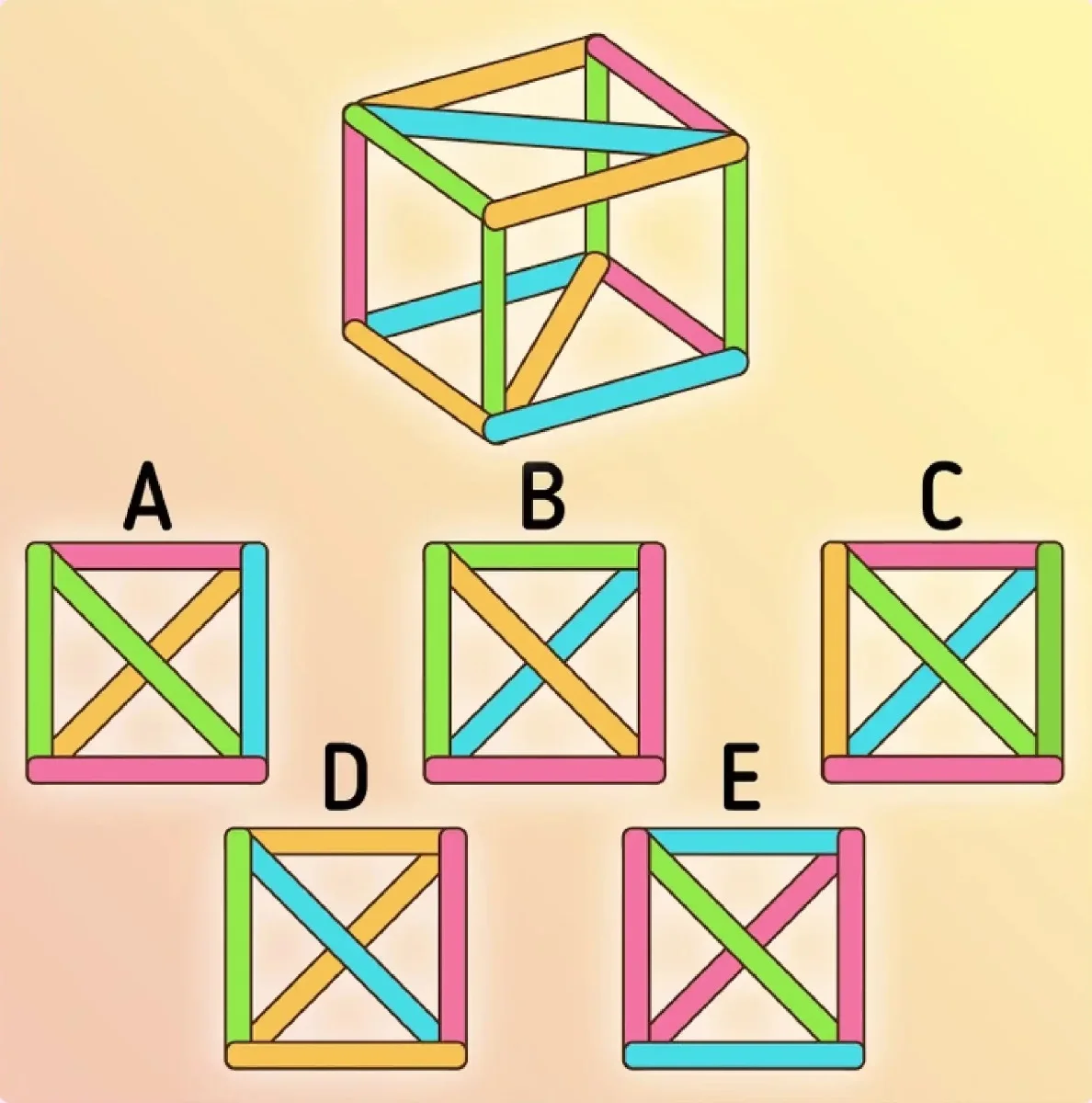 تست هوش نمای مکعب رنگی از بالا