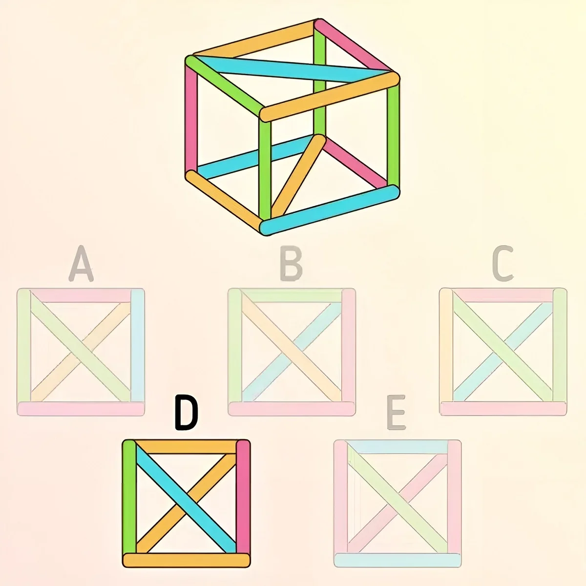 پاسخ تست هوش نمای مکعب رنگی از بالا