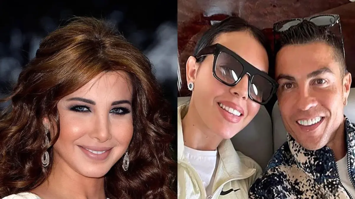 عکس | نانسی عجرم (خواننده چشم رنگی ) در کنار رونالدو و چهره خشمگین جورجینا!