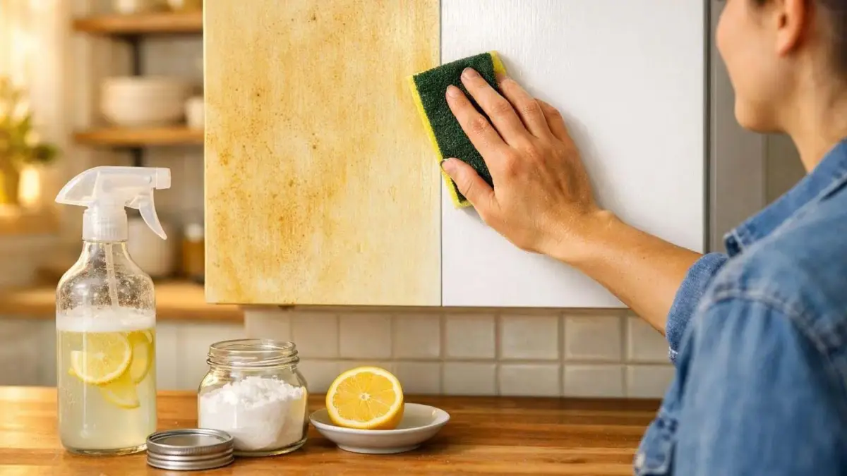 ترفندهای شگفت‌انگیز برای پاکسازی کابینت‌های چرب؛ دیگر نگران لکه‌های قدیمی نباشید!