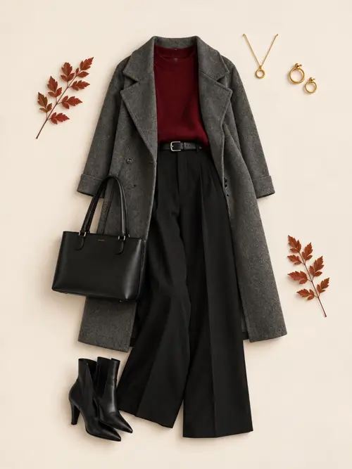 استایل پاییزی با بافت زرشکی